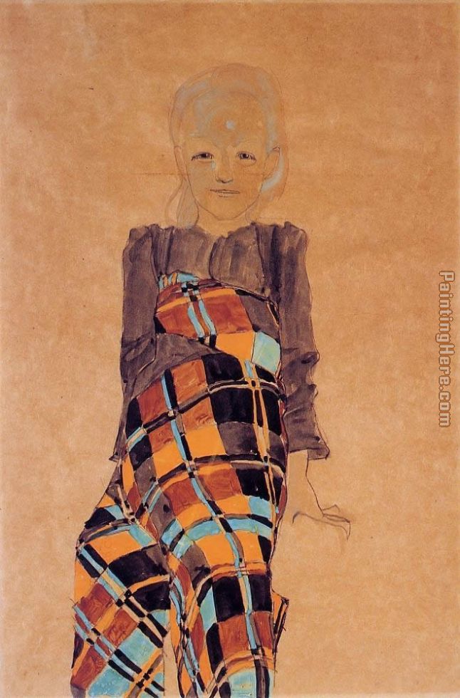 Seated Girl painting - Egon Schiele Seated Girl art painting